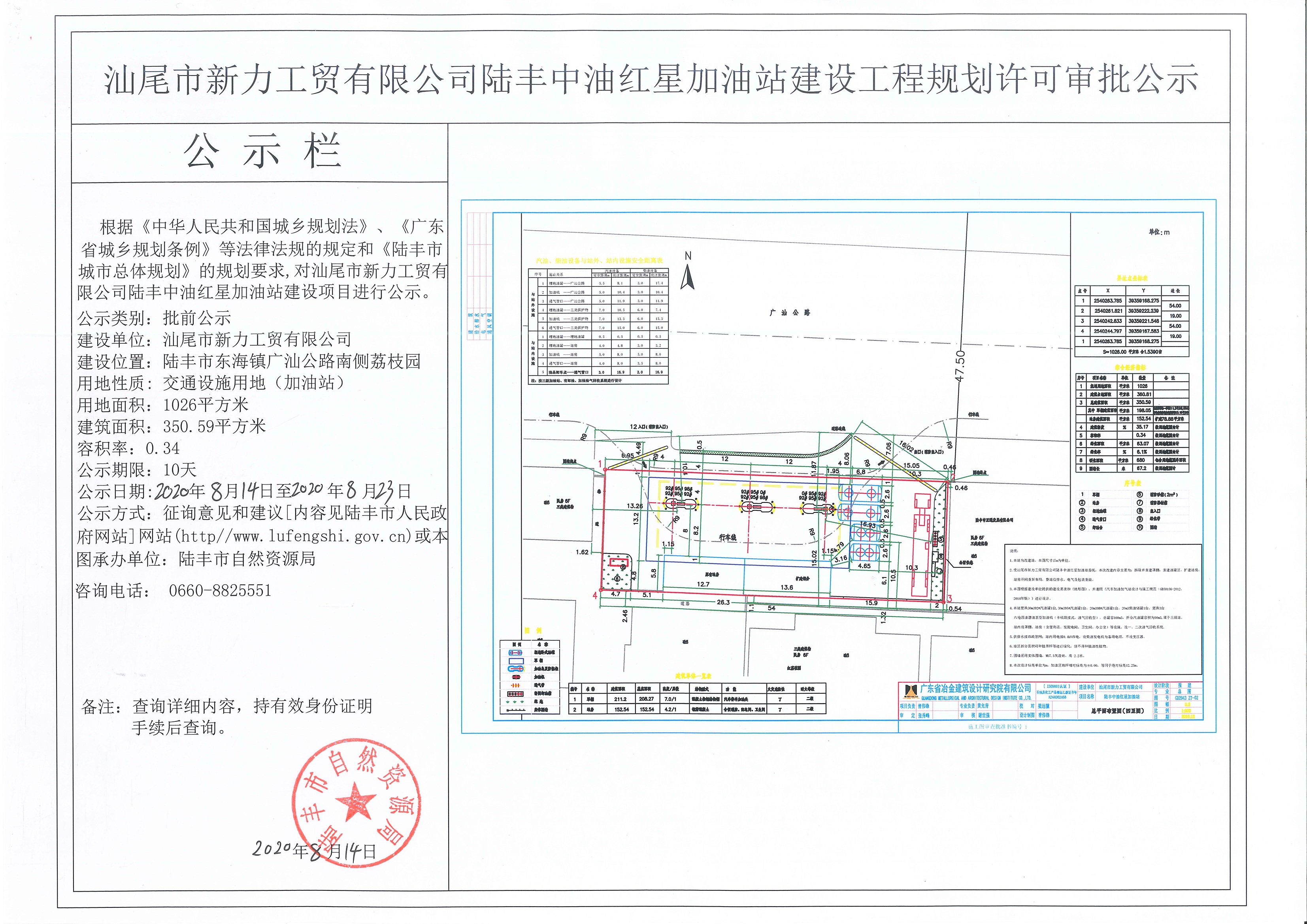 汕尾市新力工貿(mào)有限公司陸豐中油紅星加油站建設(shè)工程規(guī)劃許可審批公示.jpg