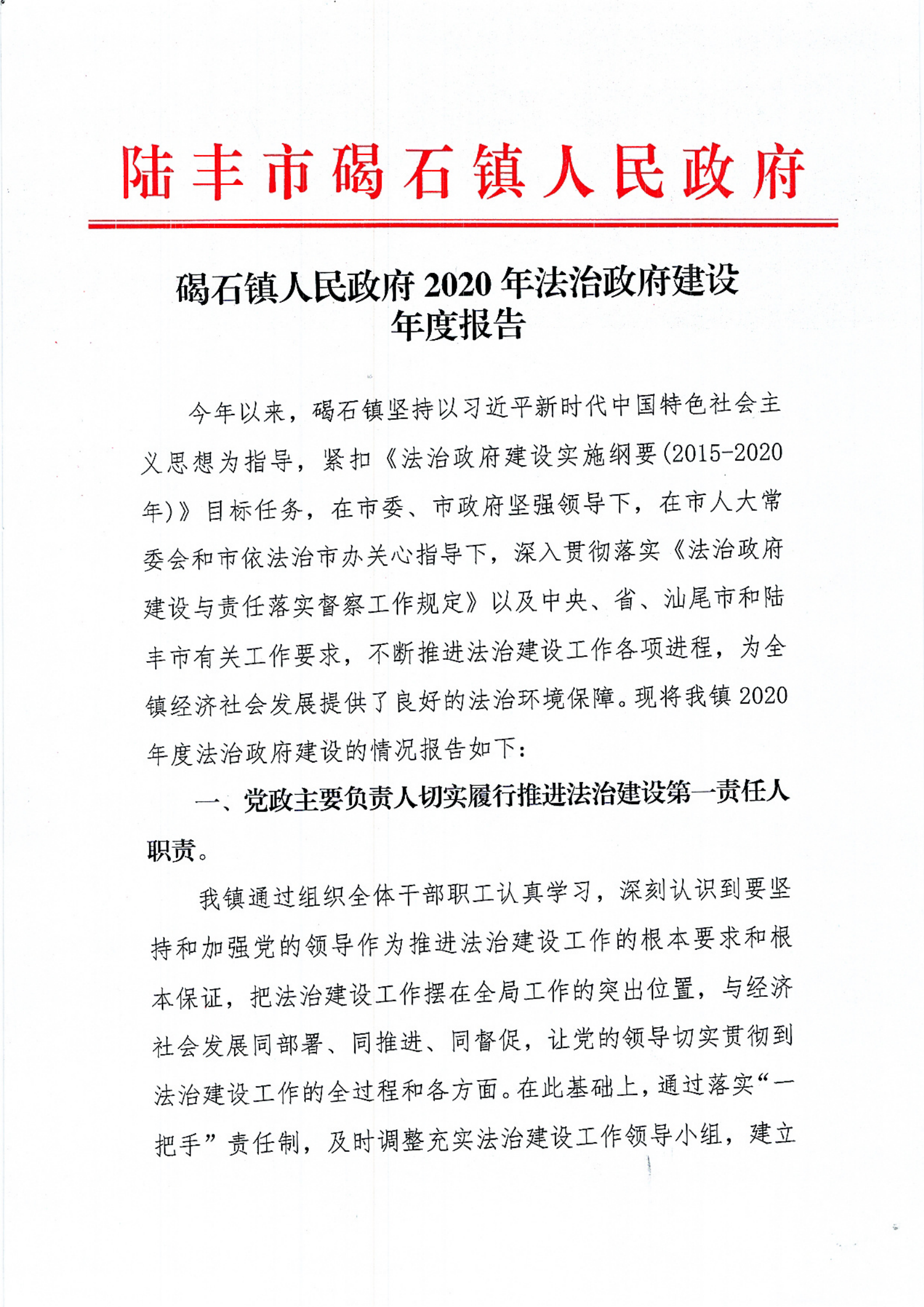 碣石鎮人民政府2020年法治政府建設年度報告_00.png